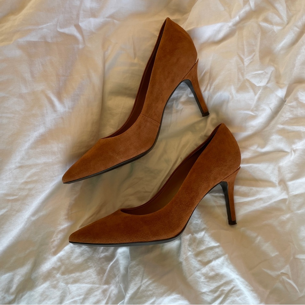 Calvin Klein Gayle Tan Suede Heels